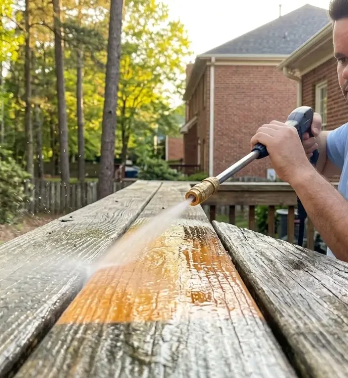df-enterprise-nc-water-jet-hitting-wooden-deck-morrisville